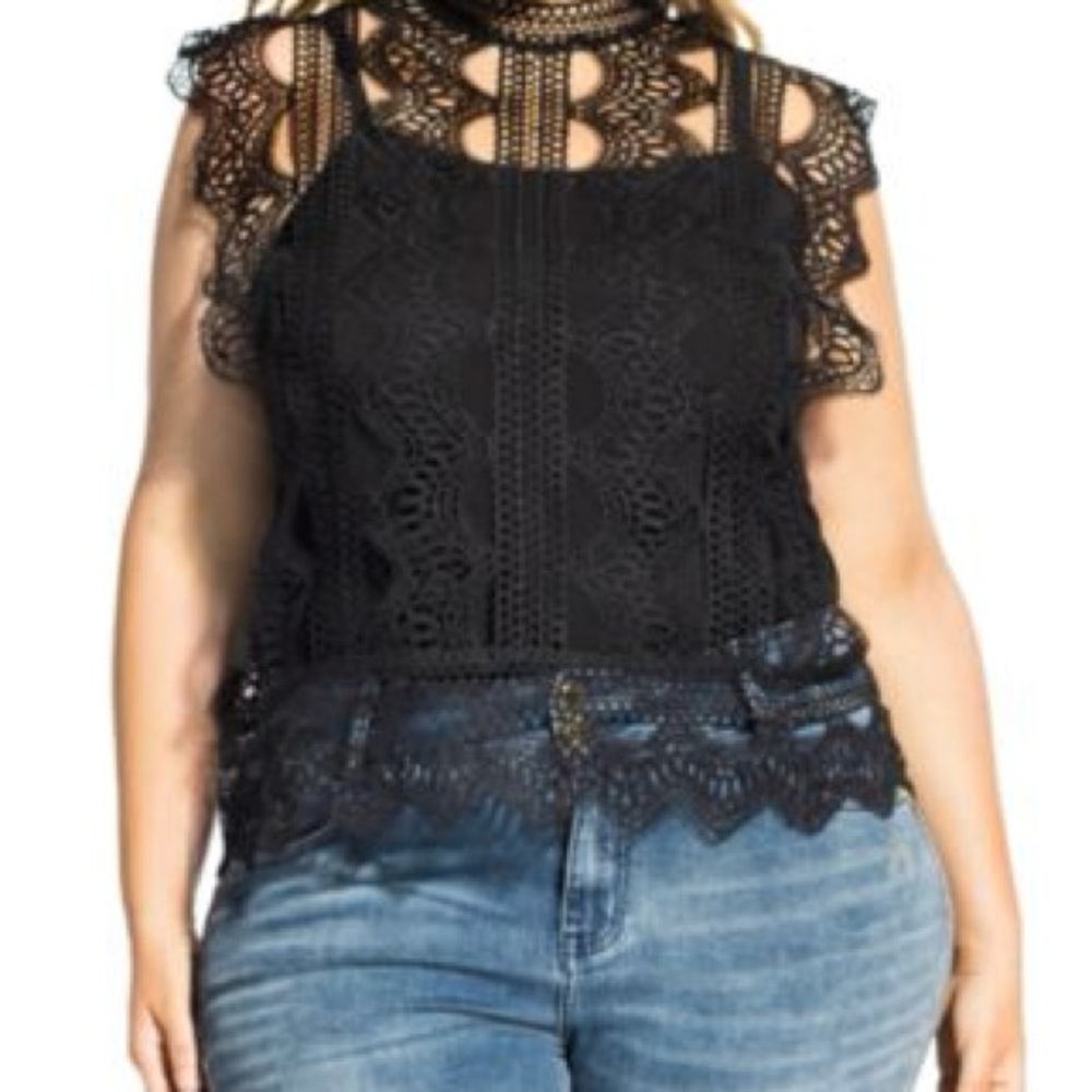 City Chic “Martina” Black Lace Sleeveless Top – Size M Plus (NWT)